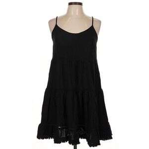 Mossimo S Black Tiered Fringe Hem Sundress Boho Summer Beach Festival Whimsygoth